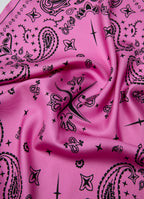 Paisley Silk Bandana Scarf - Hot Pink Bloom