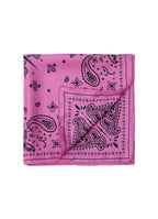 Paisley Silk Bandana Scarf - Hot Pink Bloom