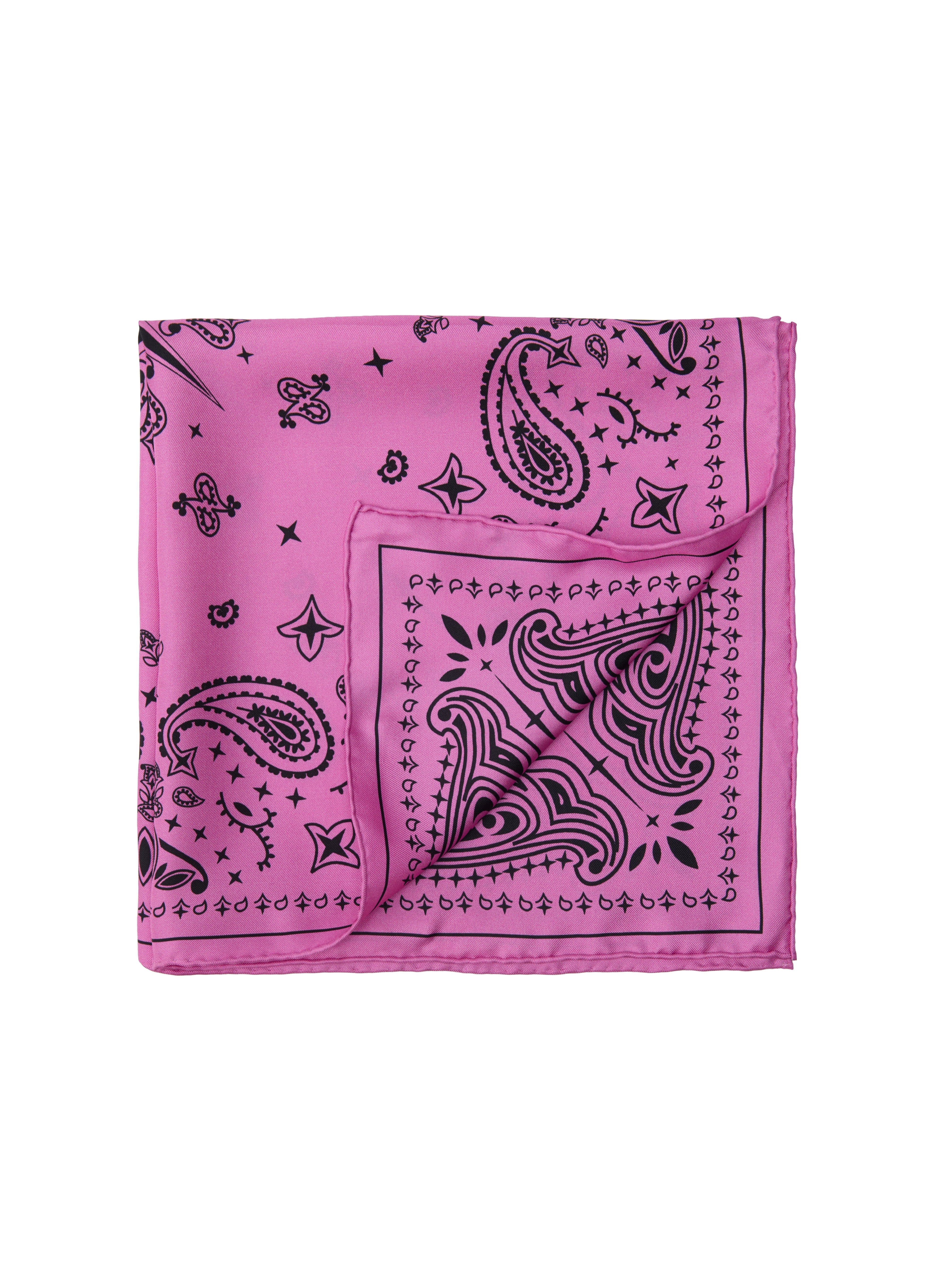 Paisley Silk Bandana Scarf - Hot Pink Bloom