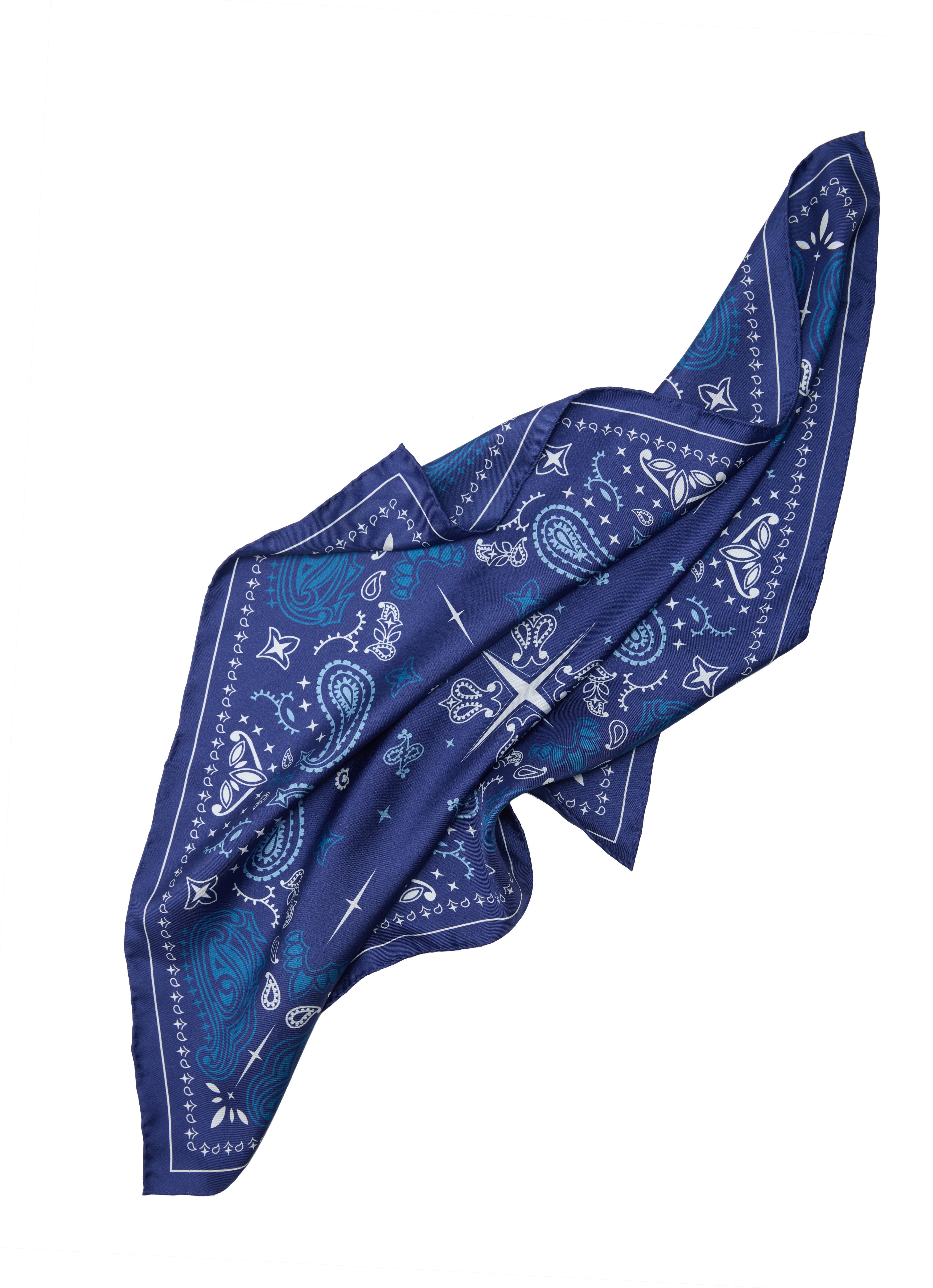 Paisley Silk Bandana Scarf - Midnight Navy