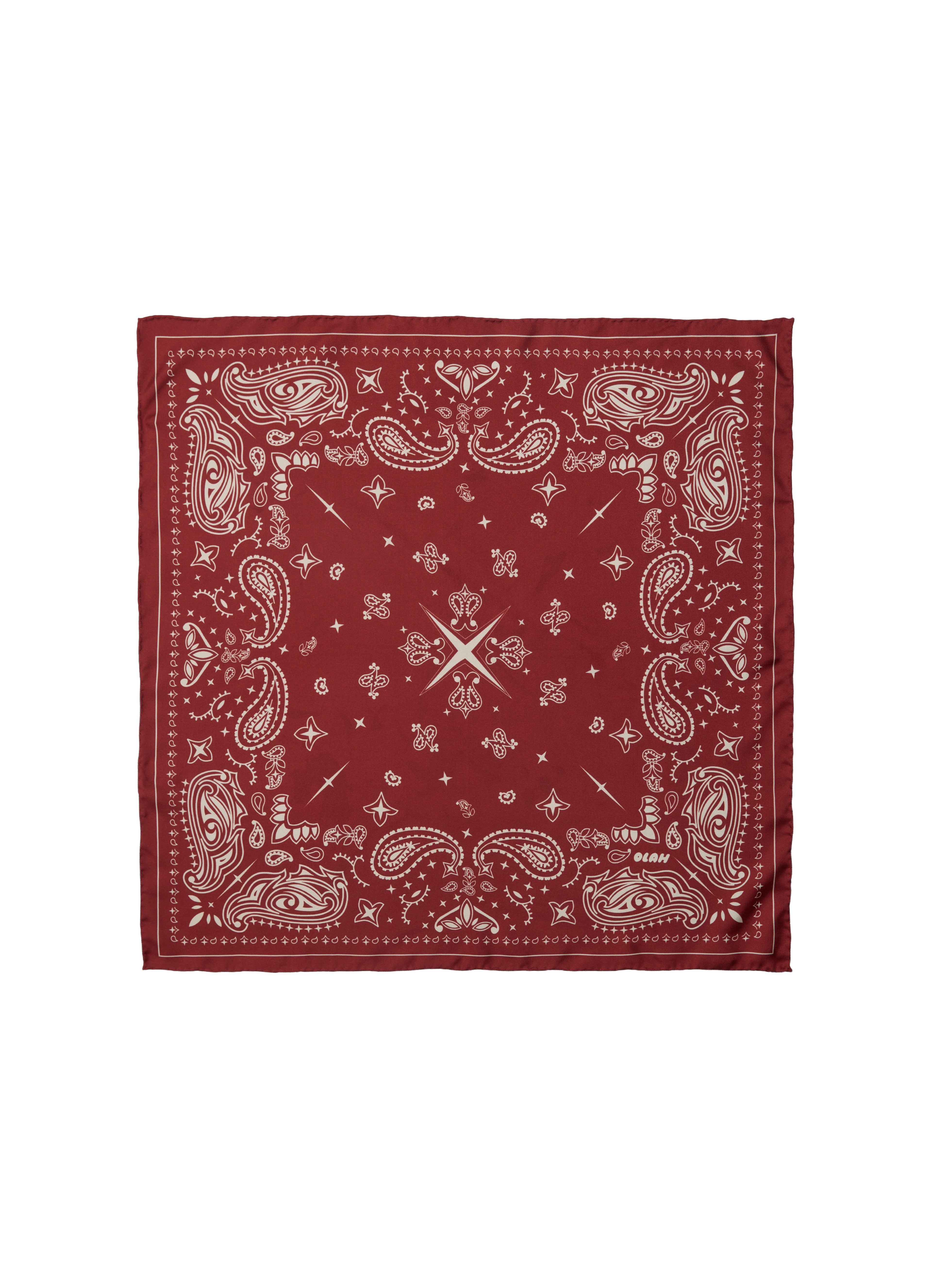 Paisley Silk Bandana Scarf - Ruby Burgundy