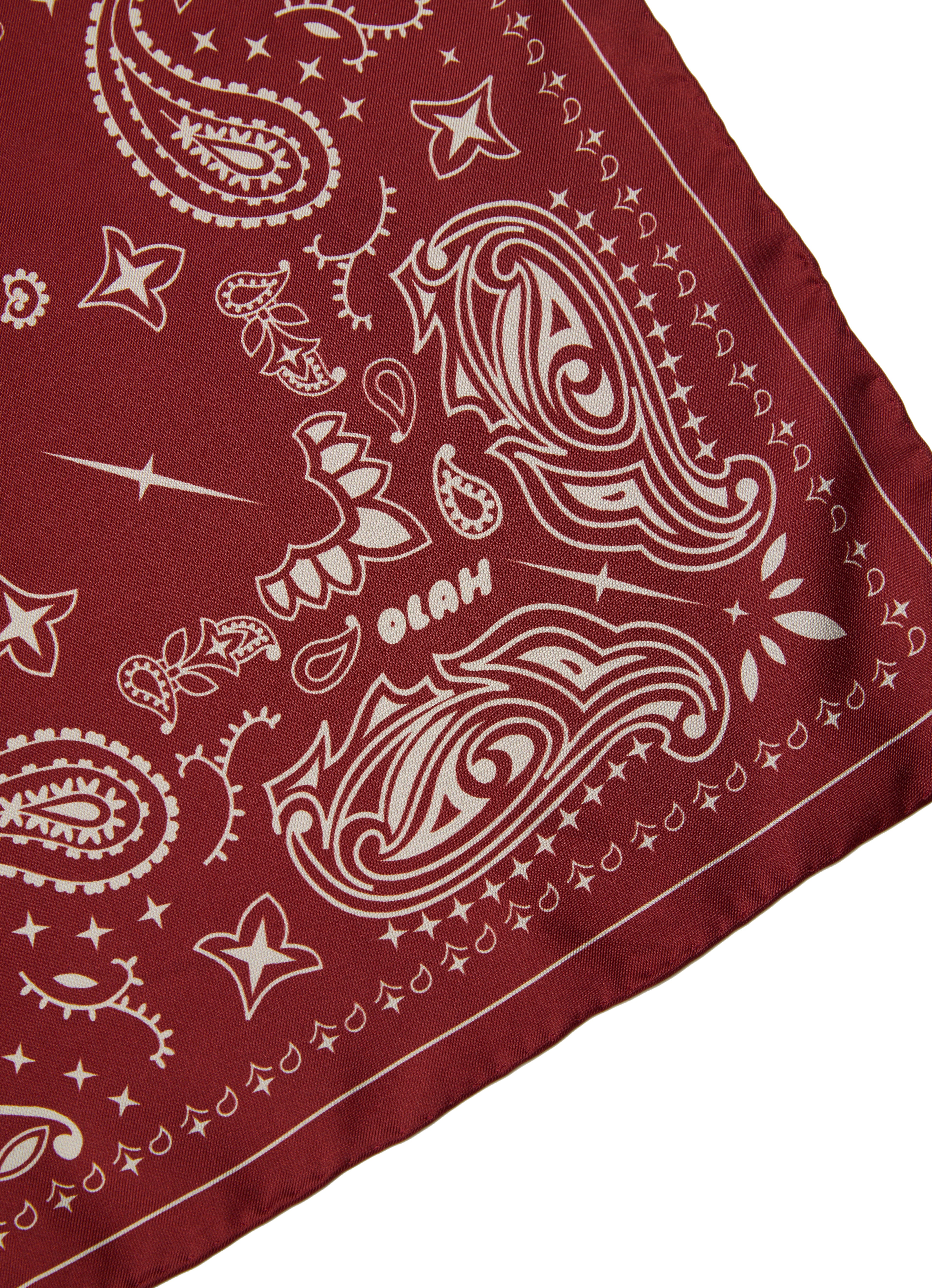 Paisley Silk Bandana Scarf - Ruby Burgundy