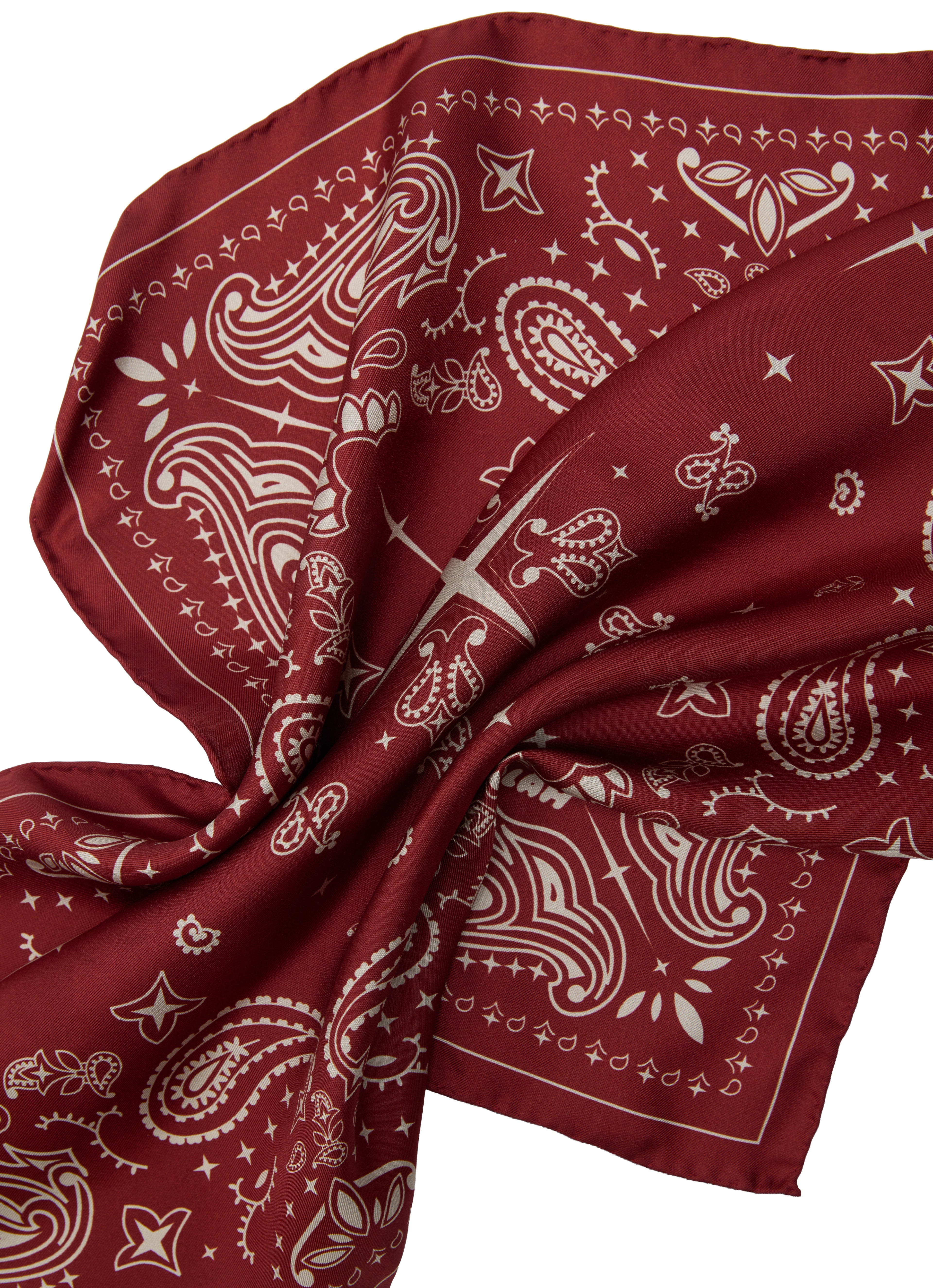 Paisley Silk Bandana Scarf - Ruby Burgundy