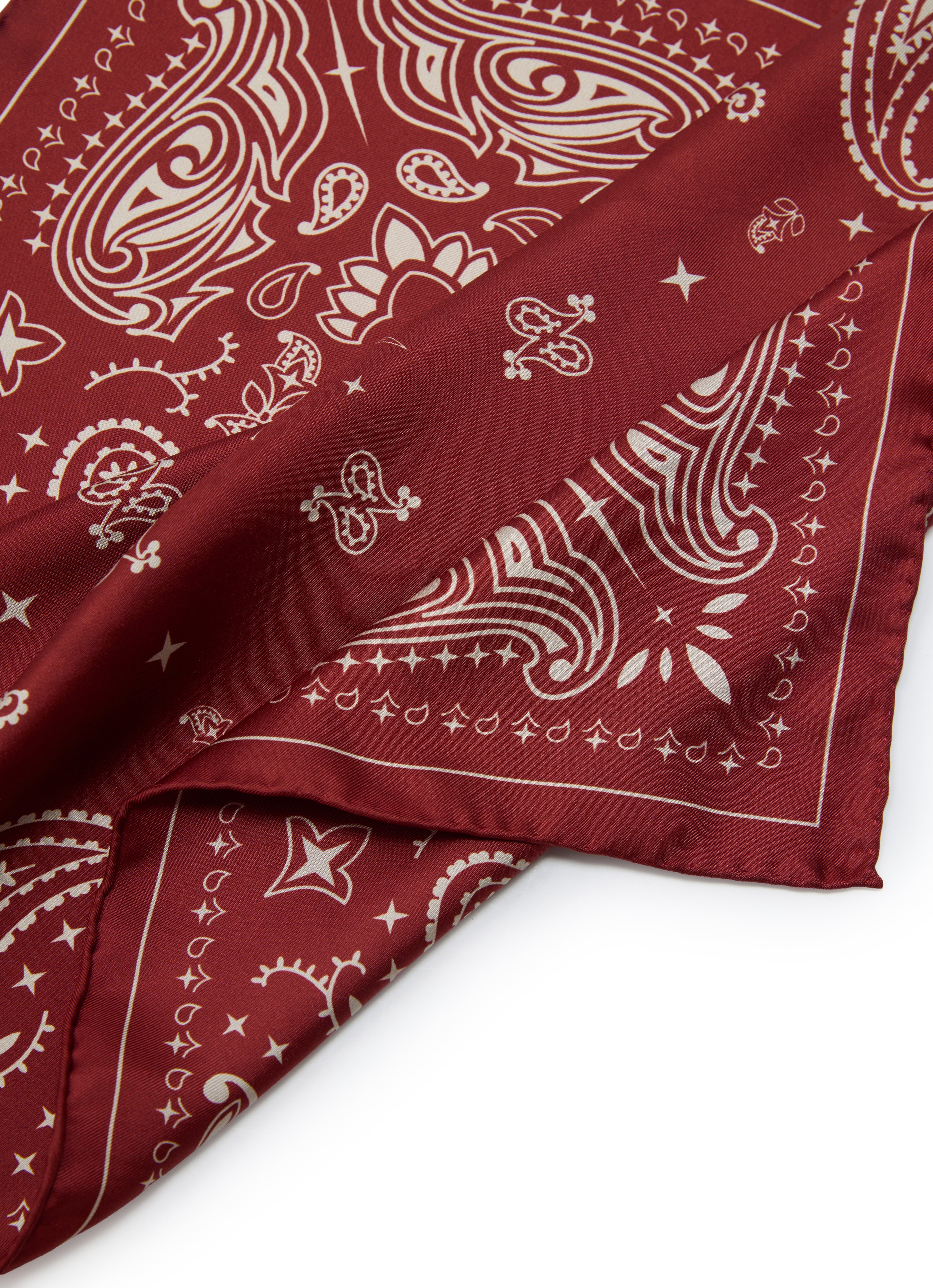 Paisley Silk Bandana Scarf - Ruby Burgundy