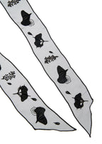 Whispers of Frida Silk Organza Embroidered Skinny Scarf - Black