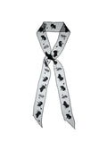 Whispers of Frida Silk Organza Embroidered Skinny Scarf - Black