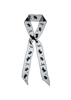 Whispers of Frida Silk Organza Embroidered Skinny Scarf - Black