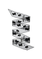 Whispers of Frida Silk Organza Embroidered Skinny Scarf - Black