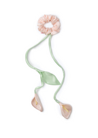 Calla Lily Silk Hair Tie Scrunchie - Pink and Green