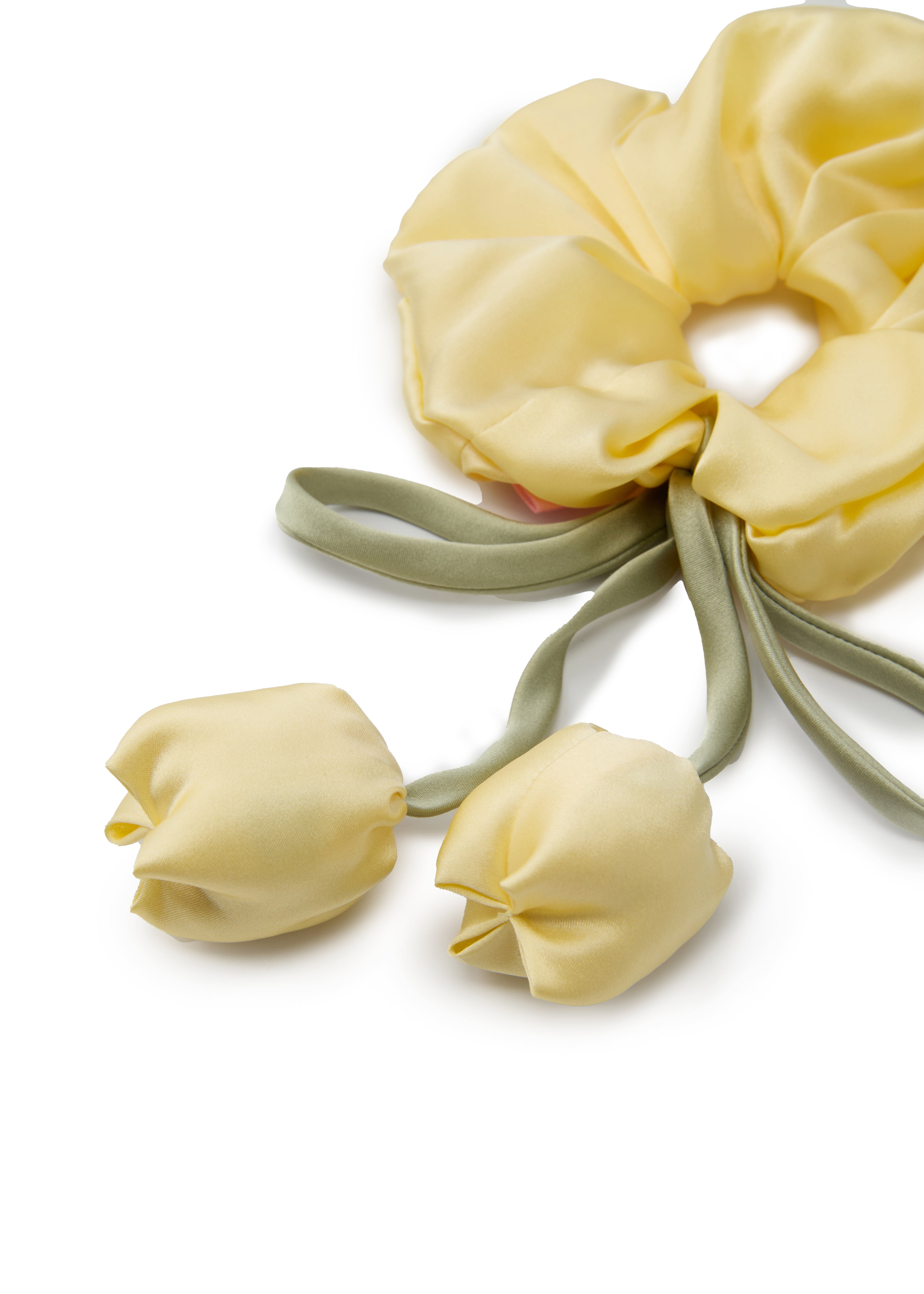 Tulip Silk Hair Tie Scrunchie - Lemon Mist