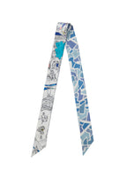 Barcelona Silk Skinny Scarf - Mediterranean Blue