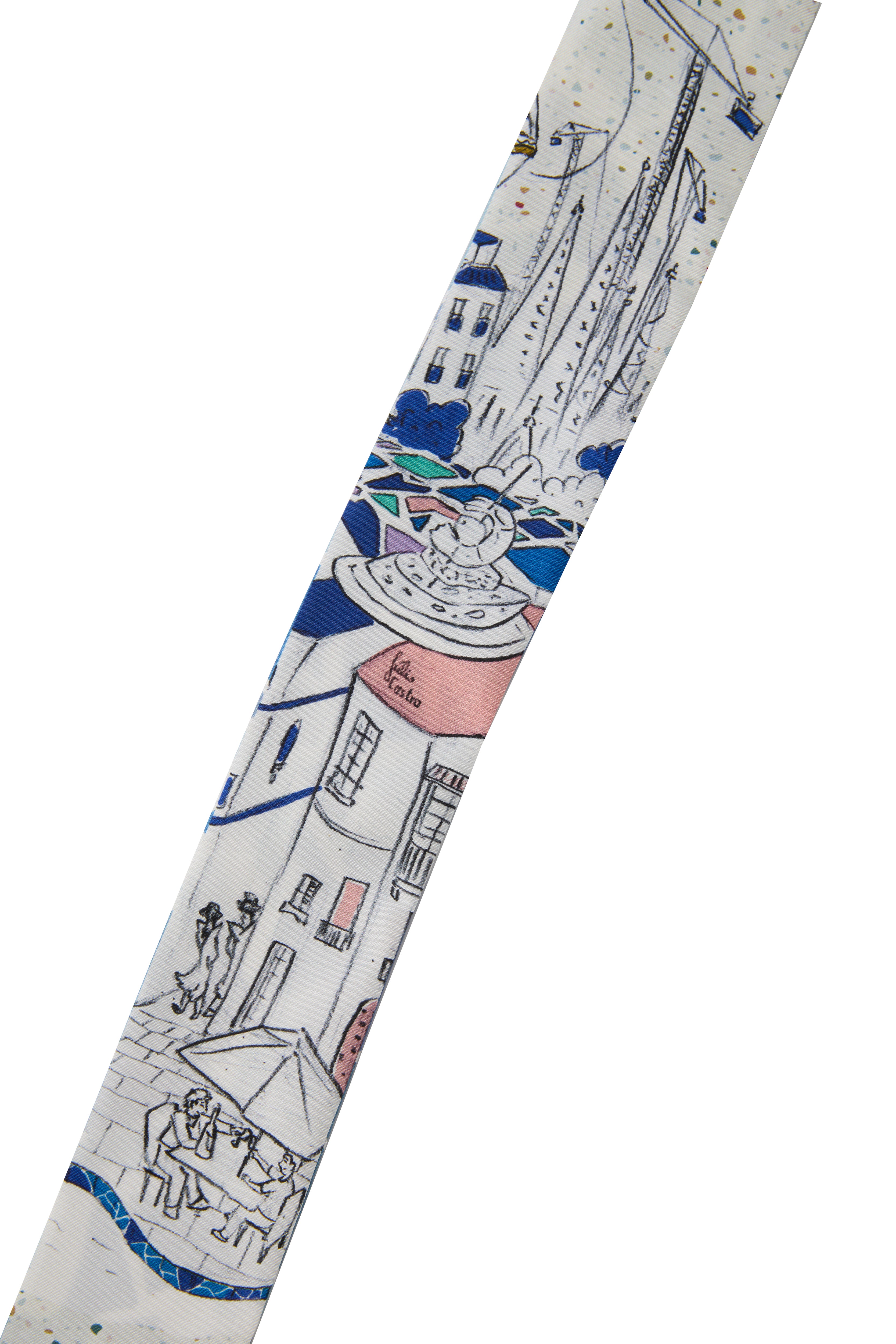 Barcelona Silk Skinny Scarf - Mediterranean Blue