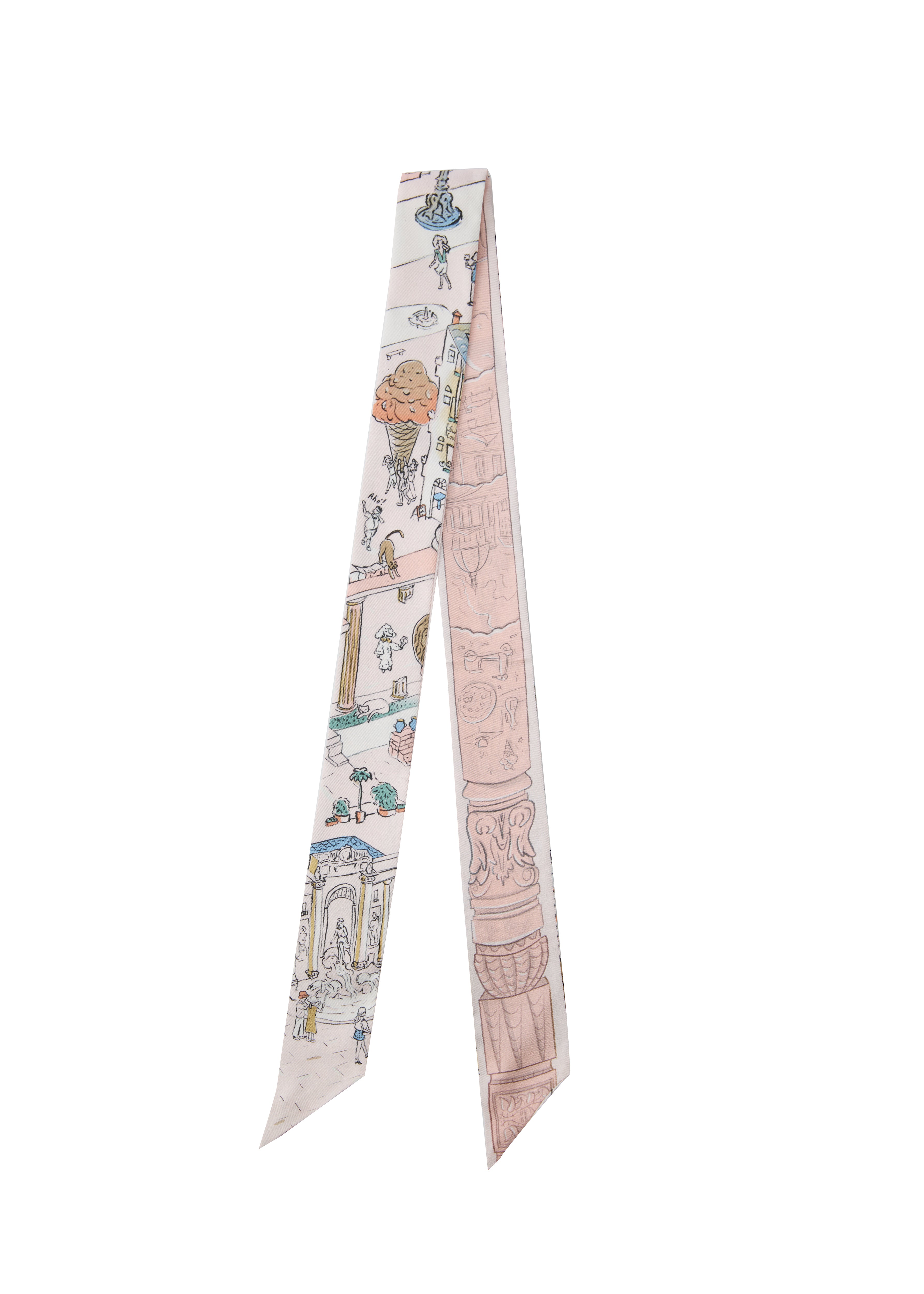 Rome Silk Skinny Scarf - Roman Blush