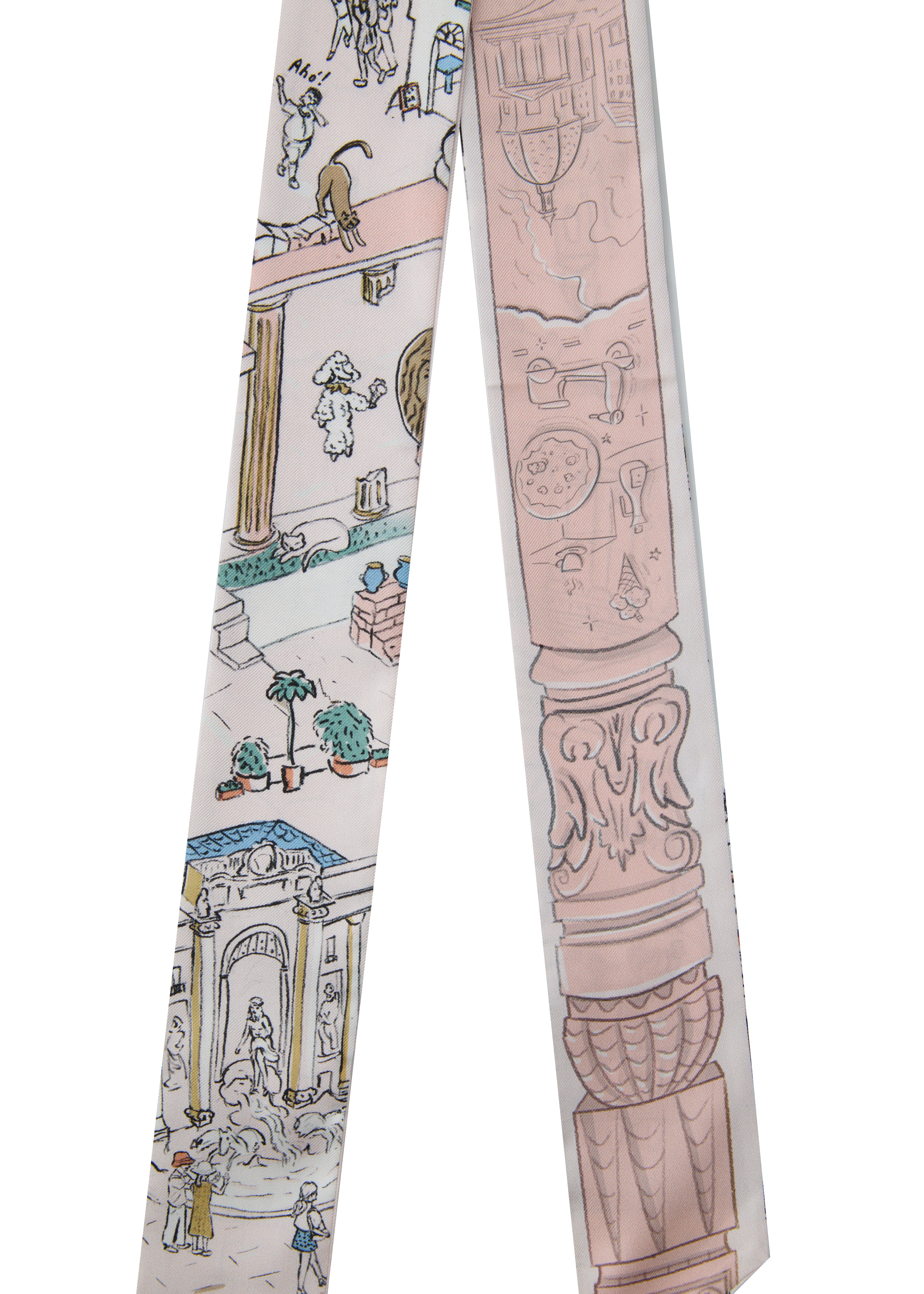 Rome Silk Skinny Scarf - Roman Blush