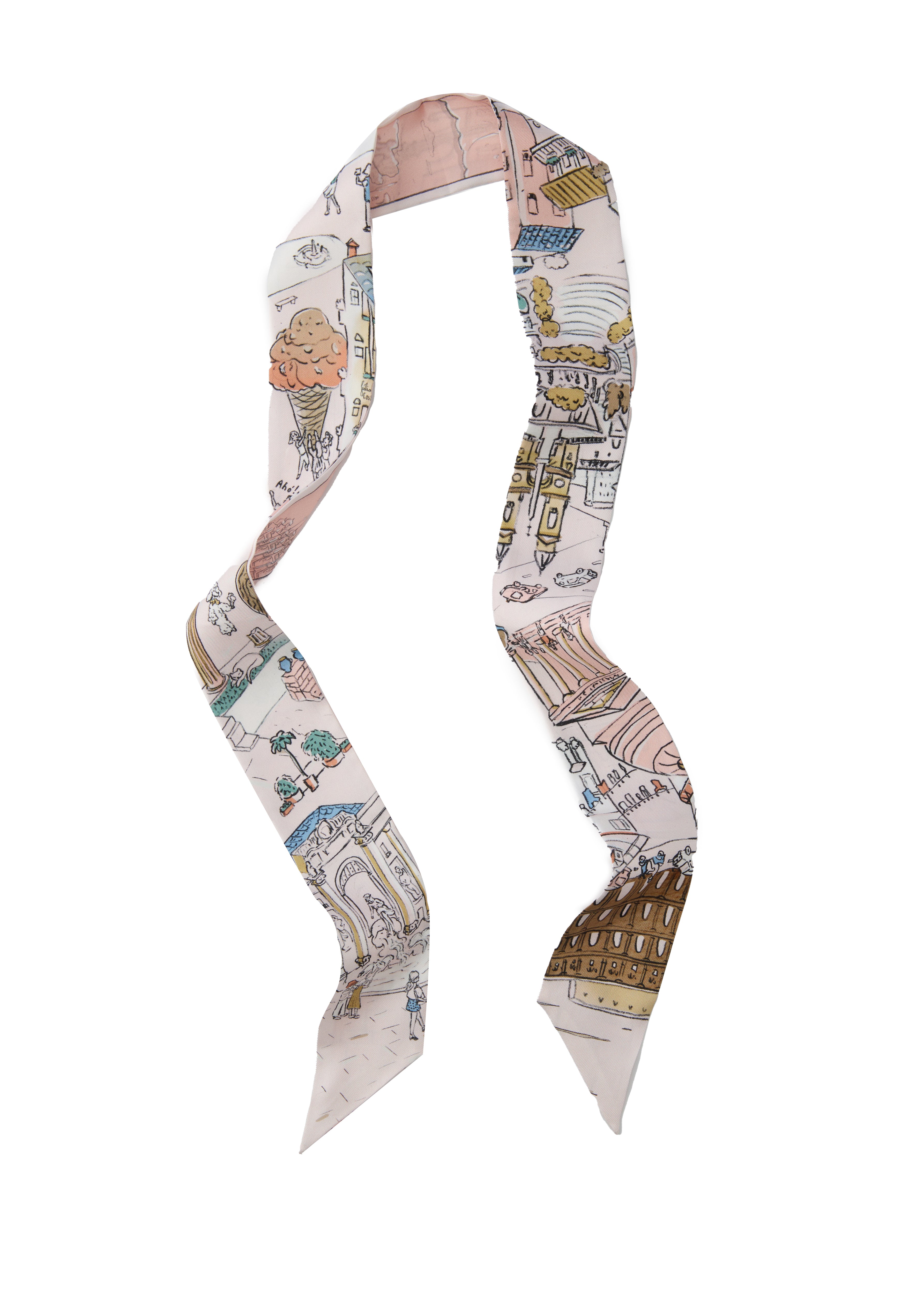 Rome Silk Skinny Scarf - Roman Blush