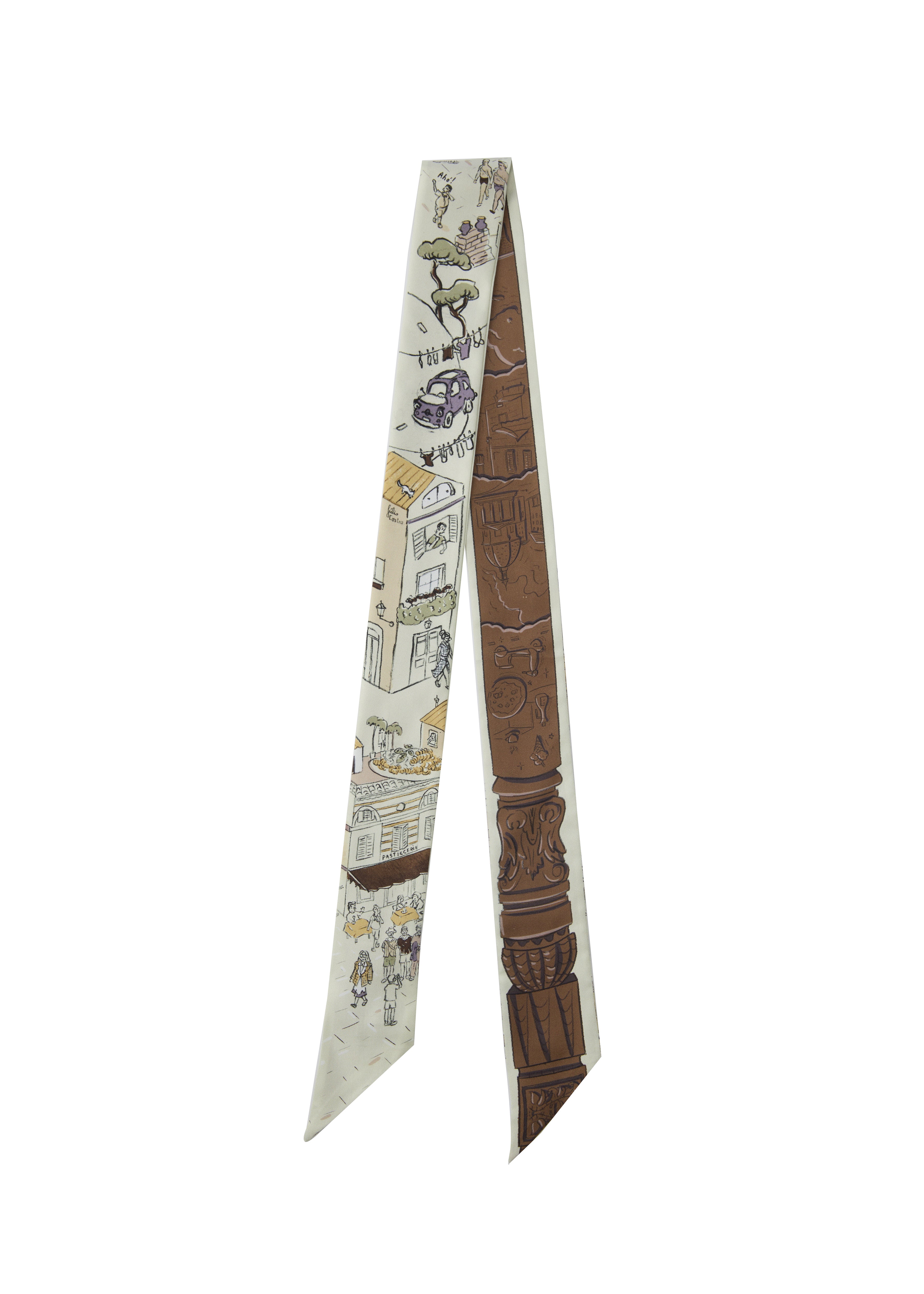 Rome Silk Skinny Scarf - Soft Limestone