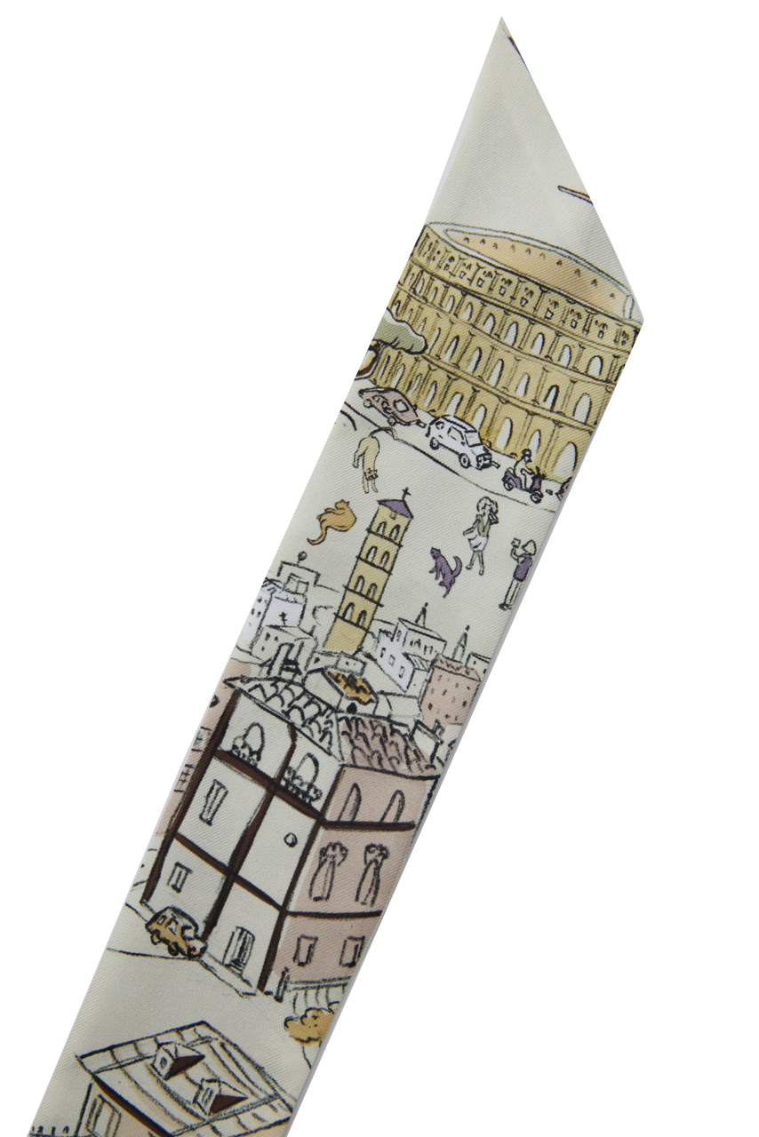 Rome Silk Skinny Scarf - Soft Limestone