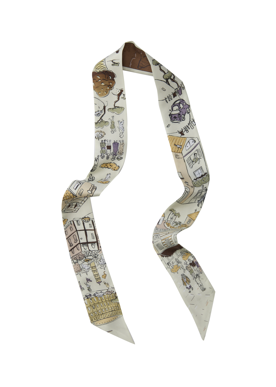 Rome Silk Skinny Scarf - Soft Limestone