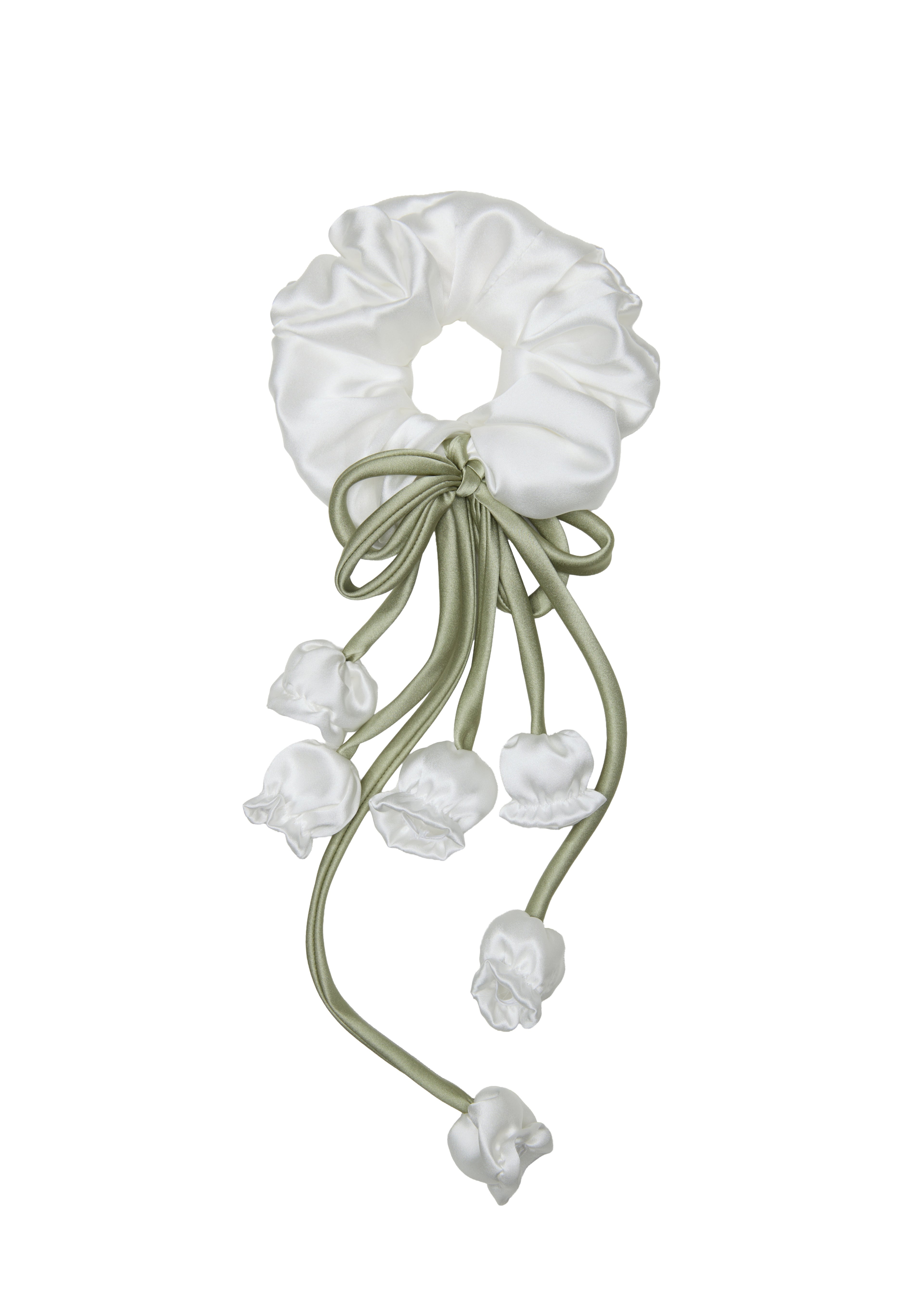 Lily of the Valley Silk Hair Tie Scrunchie - White
