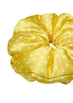 Olah Silk Marshmallow Scrunchie - Lemon Polka