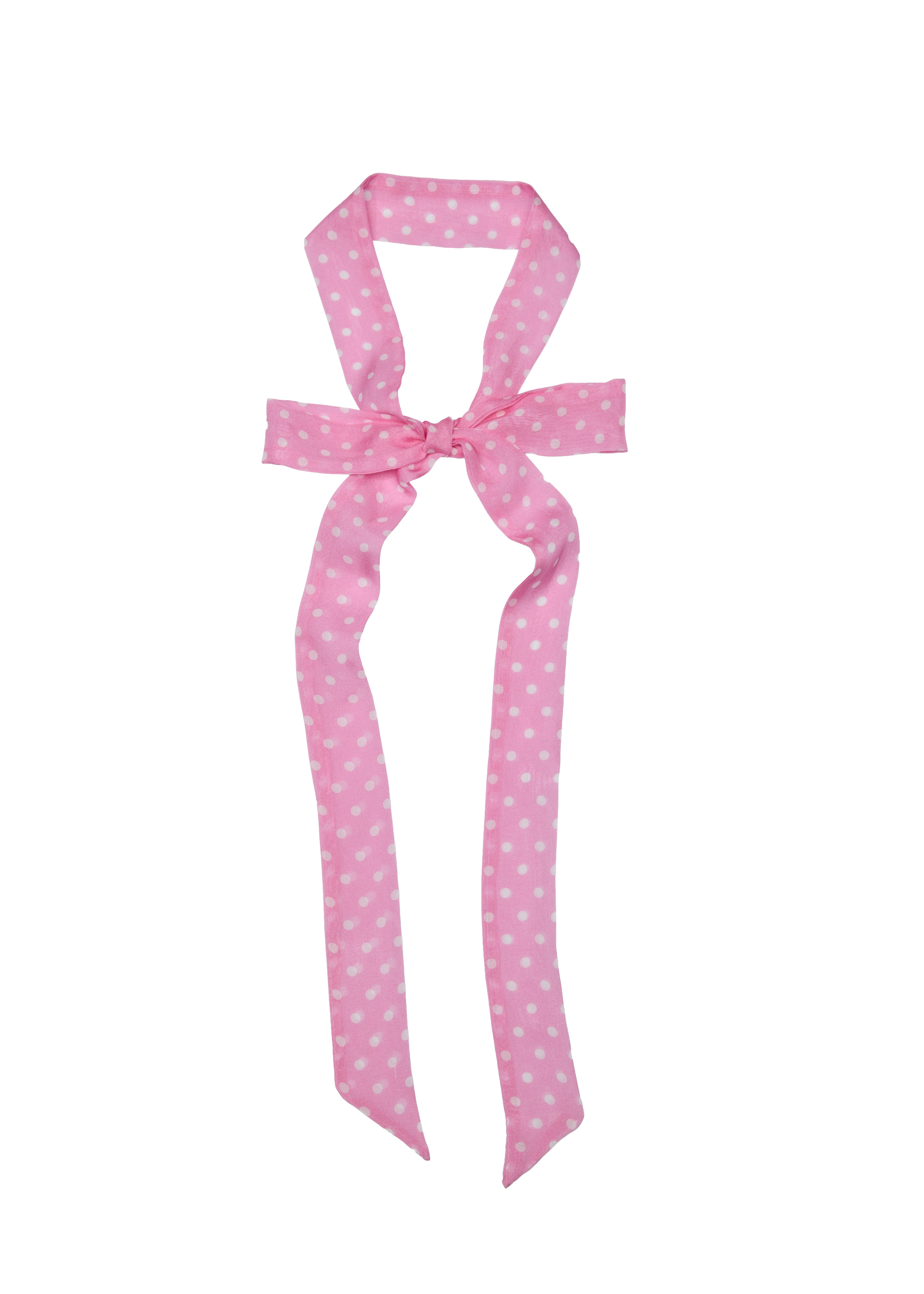 Le Petit Dot Silk Hair Ribbon Scarf - Rosé