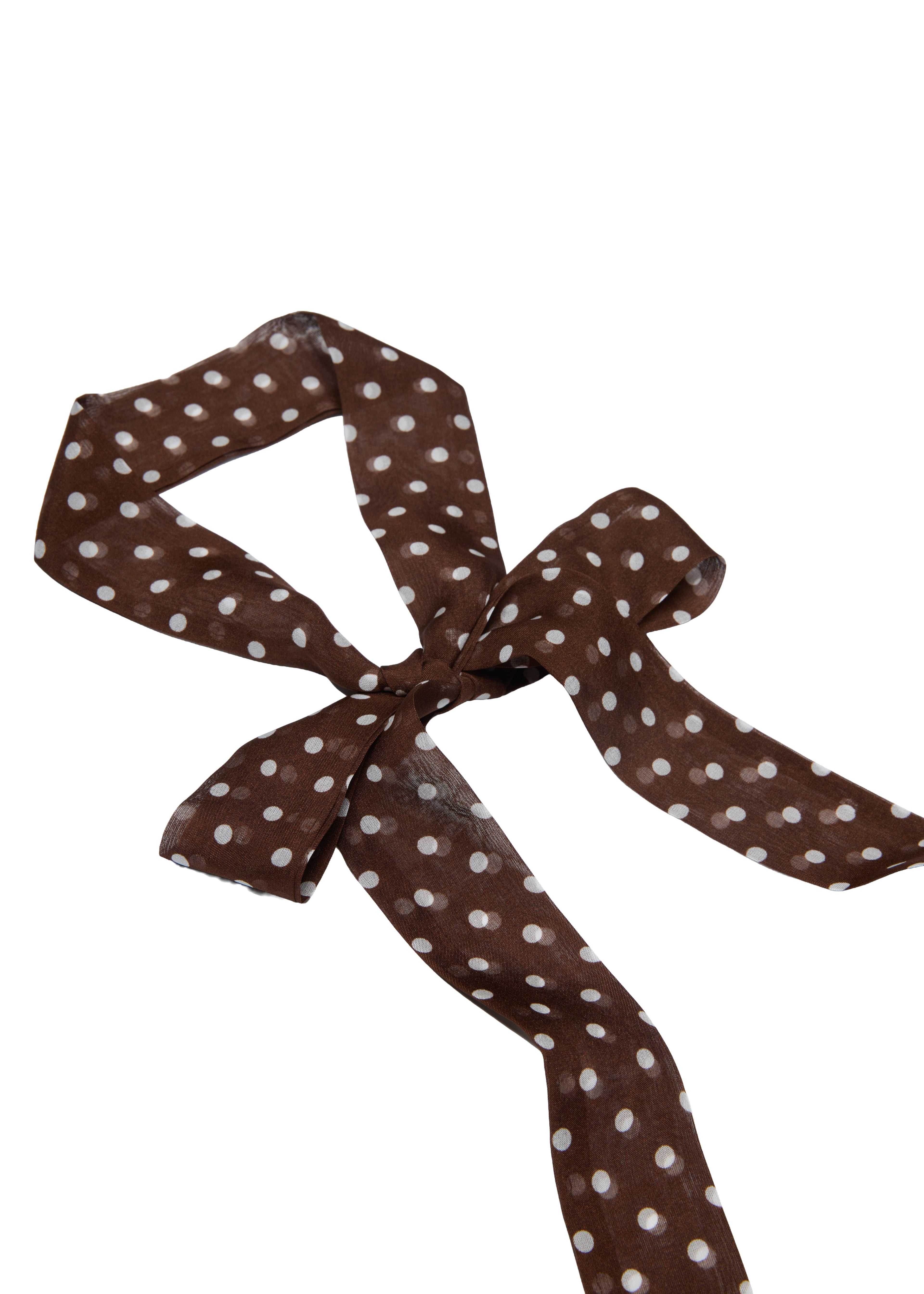 Le Petit Dot Silk Hair Ribbon Scarf - Truffle Brown