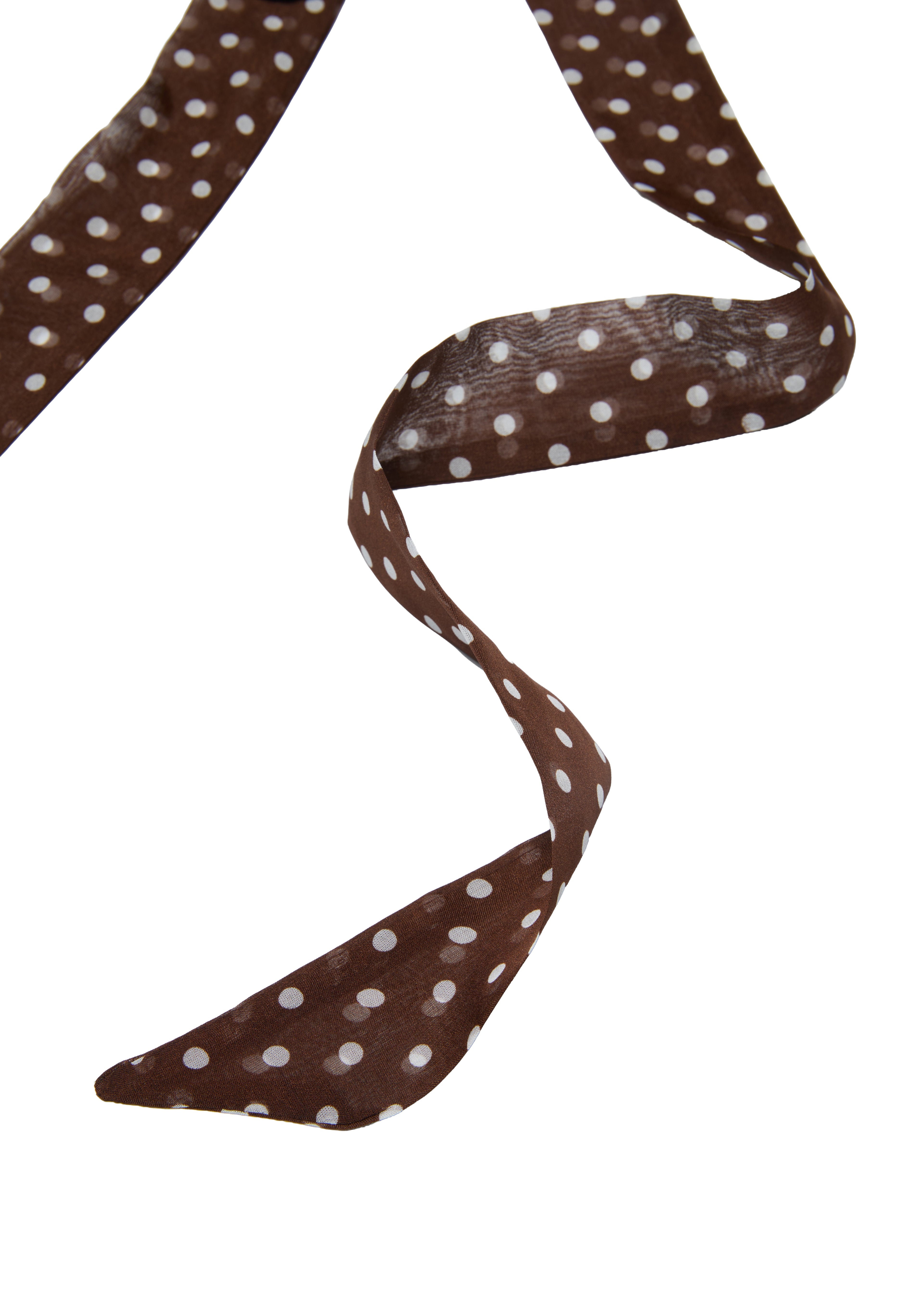 Le Petit Dot Silk Hair Ribbon Scarf - Truffle Brown