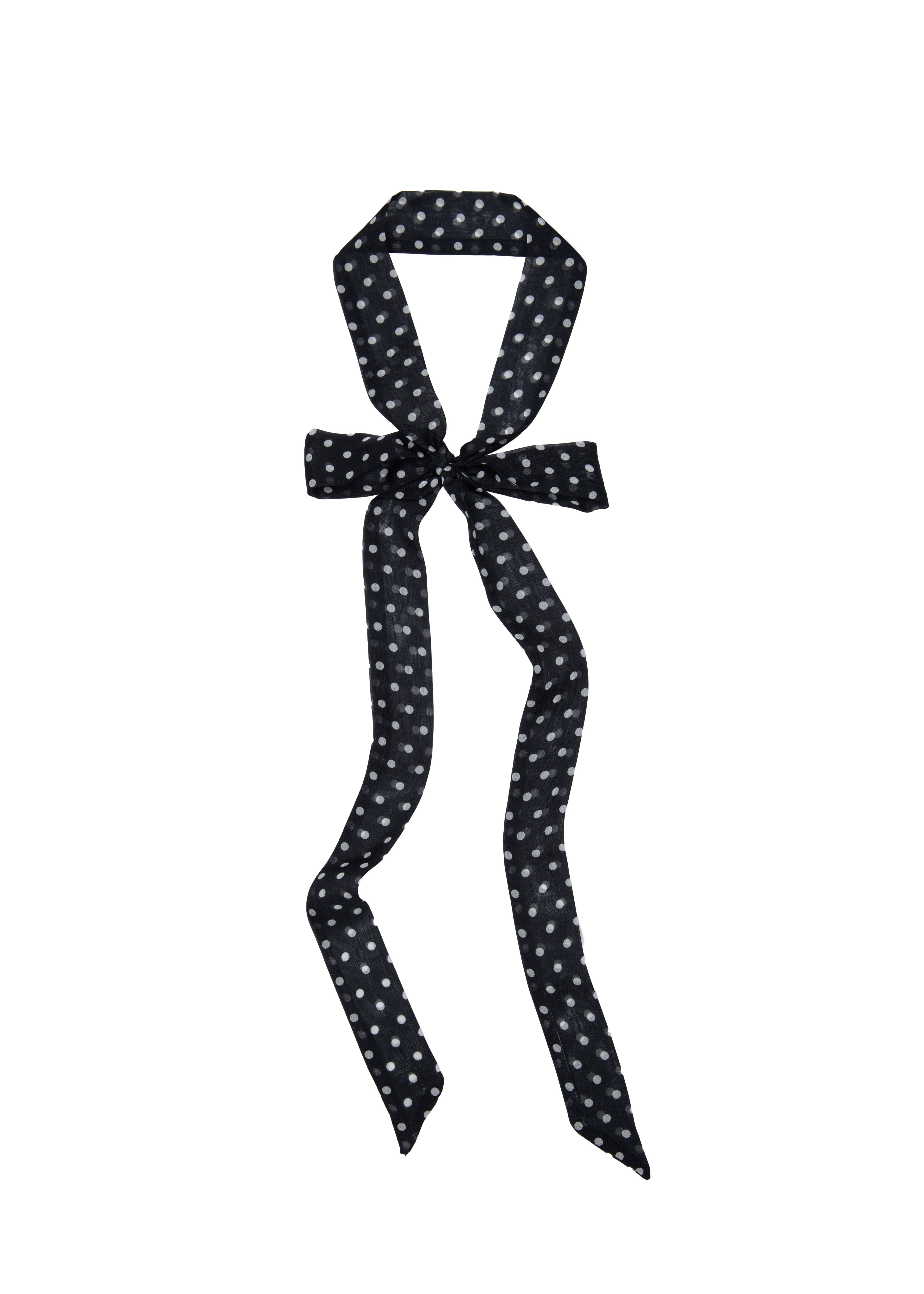 Le Petit Dot Silk Hair Ribbon Scarf - Midnight Caviar