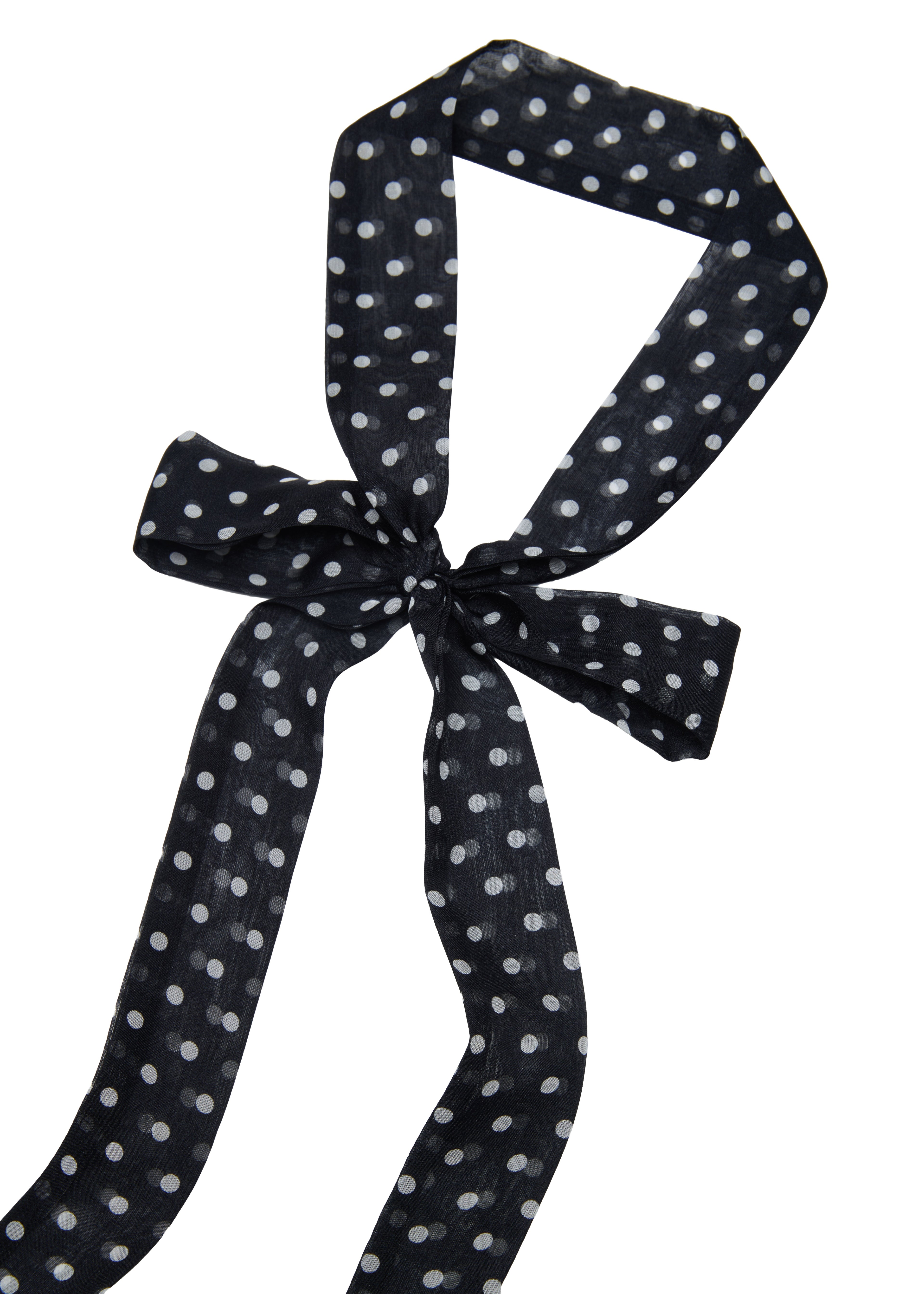 Le Petit Dot Silk Hair Ribbon Scarf - Midnight Caviar