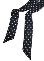 Le Petit Dot Silk Hair Ribbon Scarf - Midnight Caviar