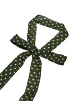 Le Petit Dot Silk Hair Ribbon Scarf - Olive