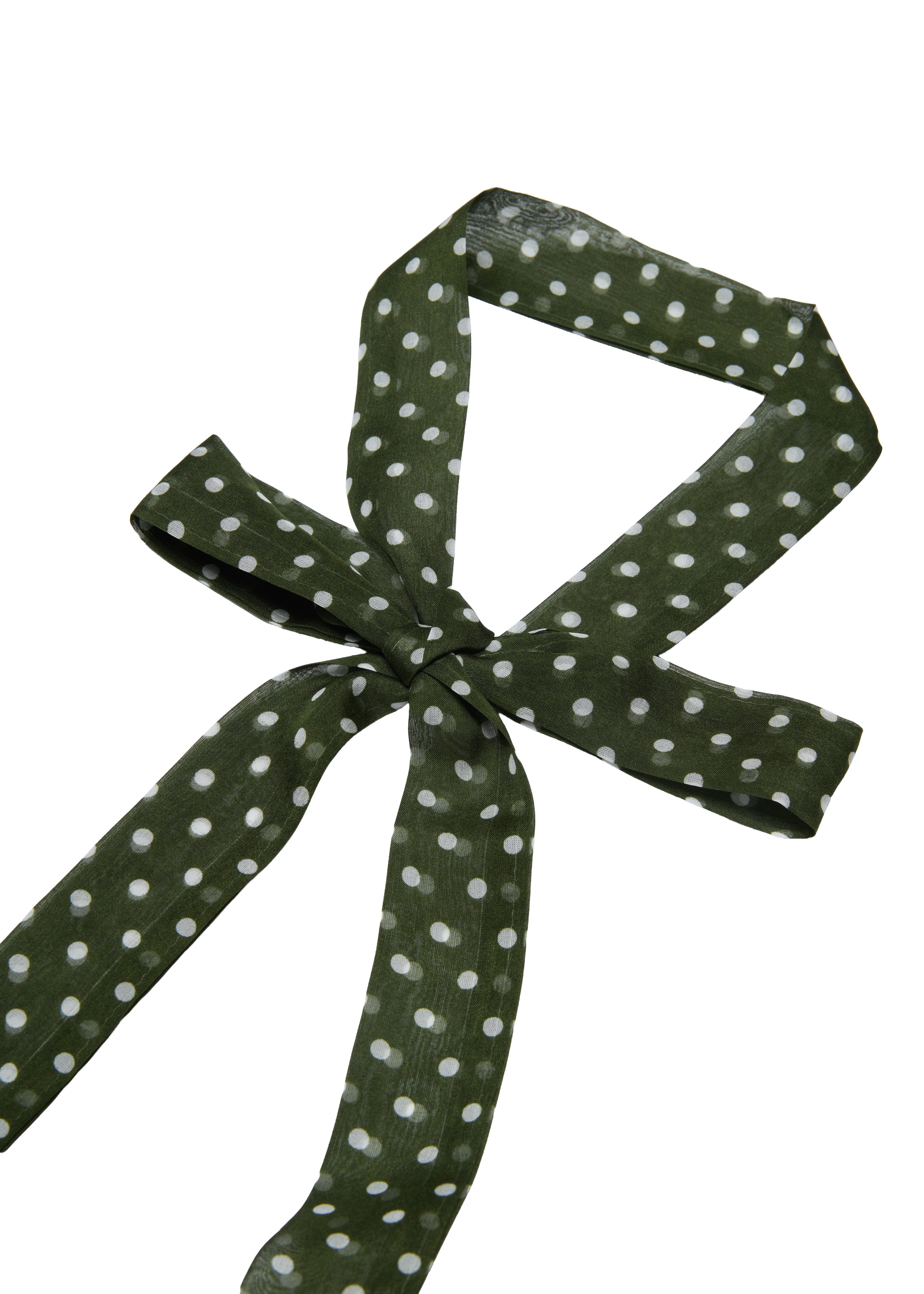 Le Petit Dot Silk Hair Ribbon Scarf - Olive