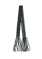 Frida With Love Silk Skinny Fringe Scarf - Midnight Jardin