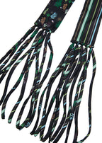 Frida With Love Silk Skinny Fringe Scarf - Midnight Jardin