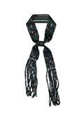 Frida With Love Silk Skinny Fringe Scarf - Midnight Jardin