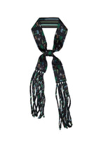 Frida With Love Silk Skinny Fringe Scarf - Midnight Jardin