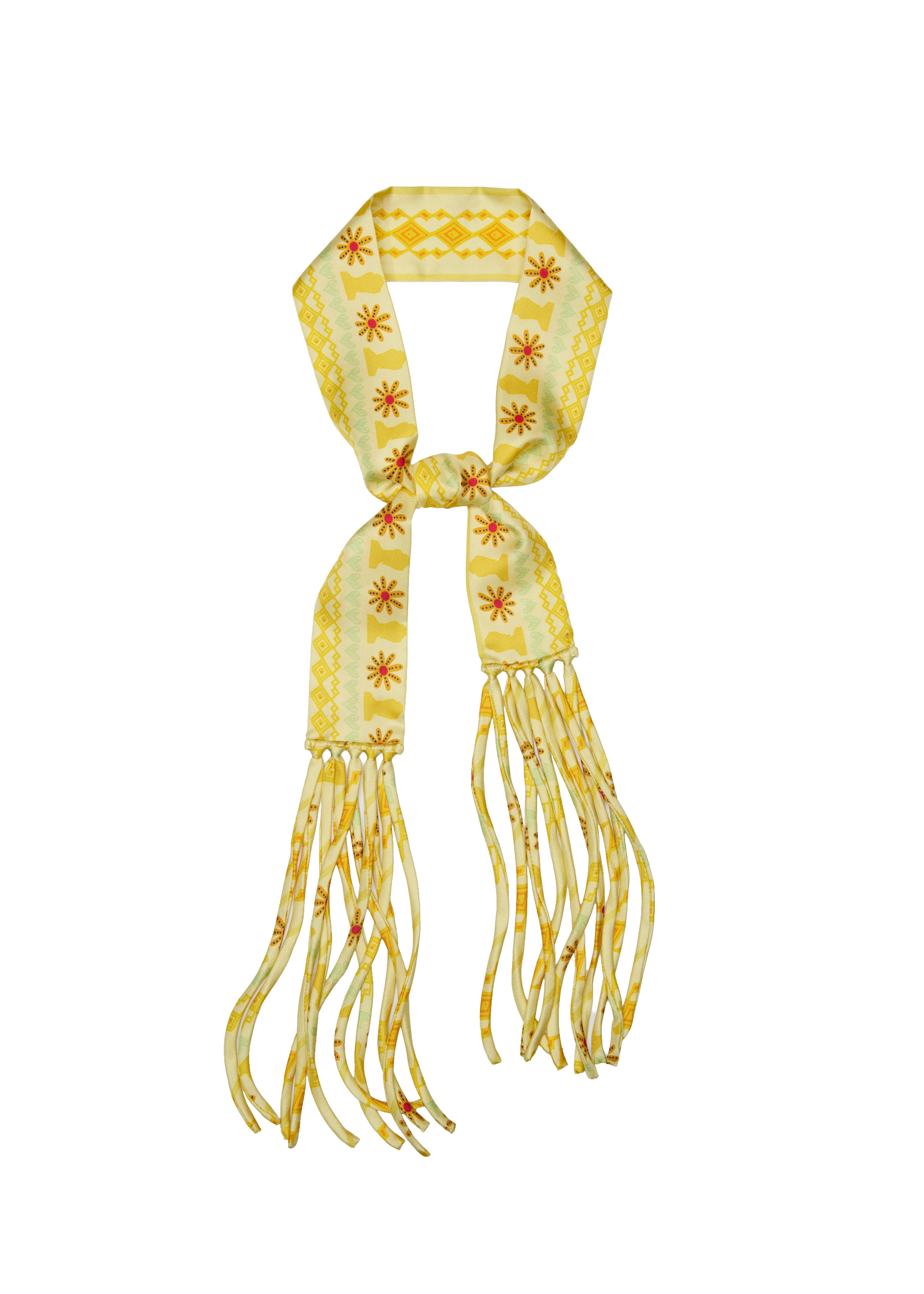 Frida With Love Silk Skinny Fringe Scarf - Marigold Sol