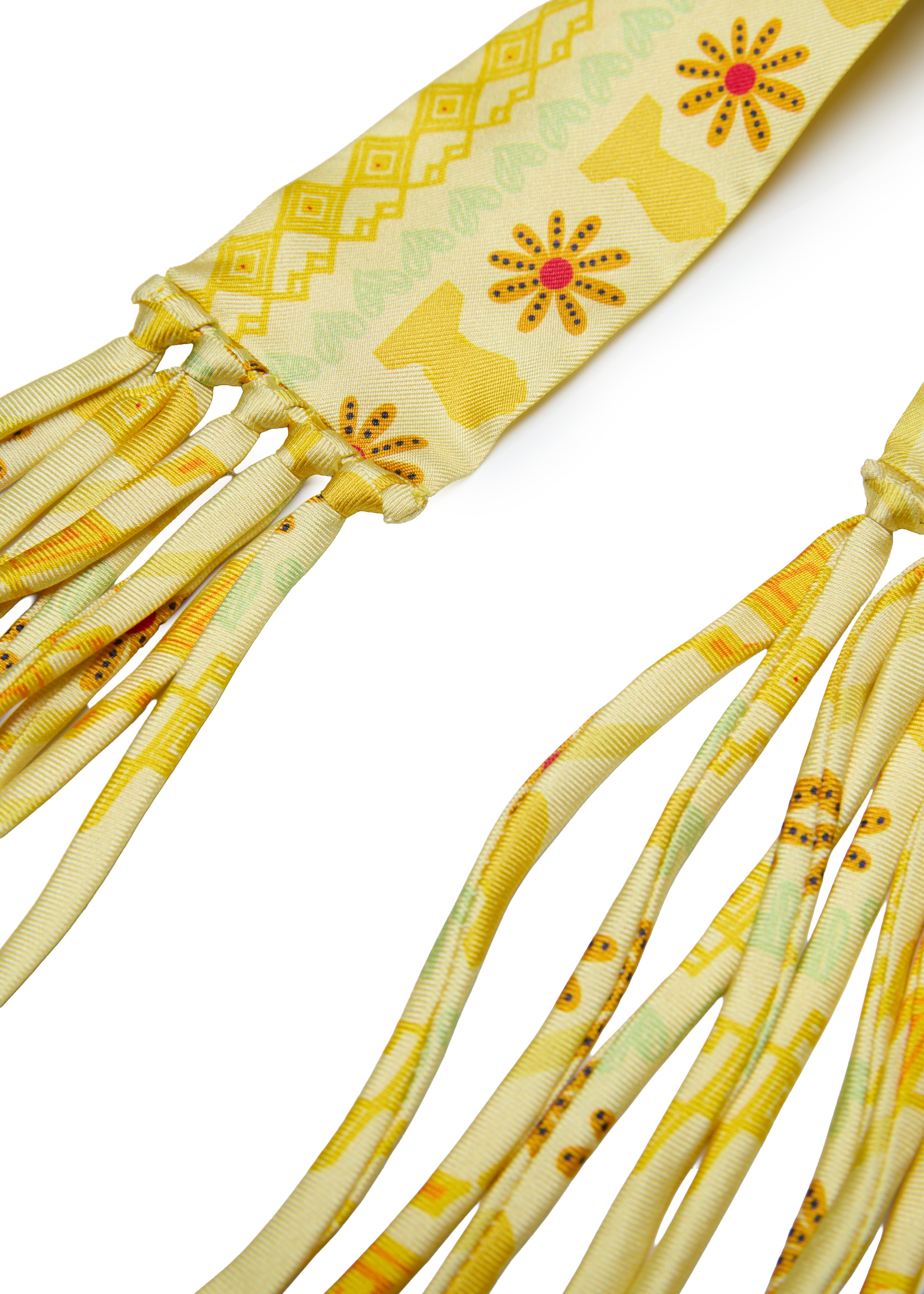 Frida With Love Silk Skinny Fringe Scarf - Marigold Sol
