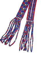 Frida With Love Silk Skinny Fringe Scarf - Cobalt Corazón