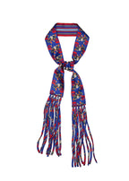 Frida With Love Silk Skinny Fringe Scarf - Cobalt Corazón