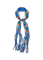 Frida With Love Silk Skinny Fringe Scarf - Azul Muse