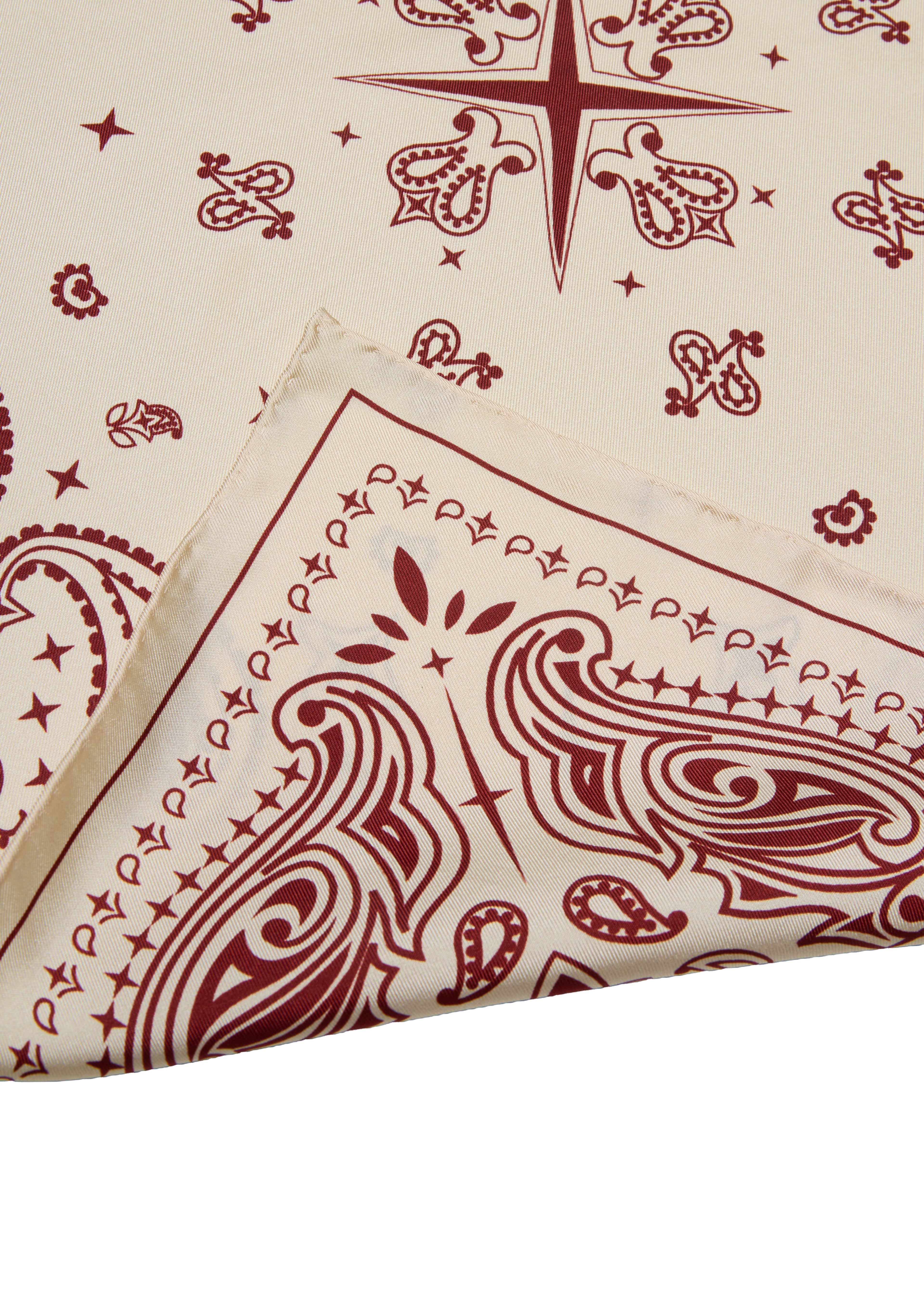 Paisley Silk Bandana Scarf - Vanilla Cream