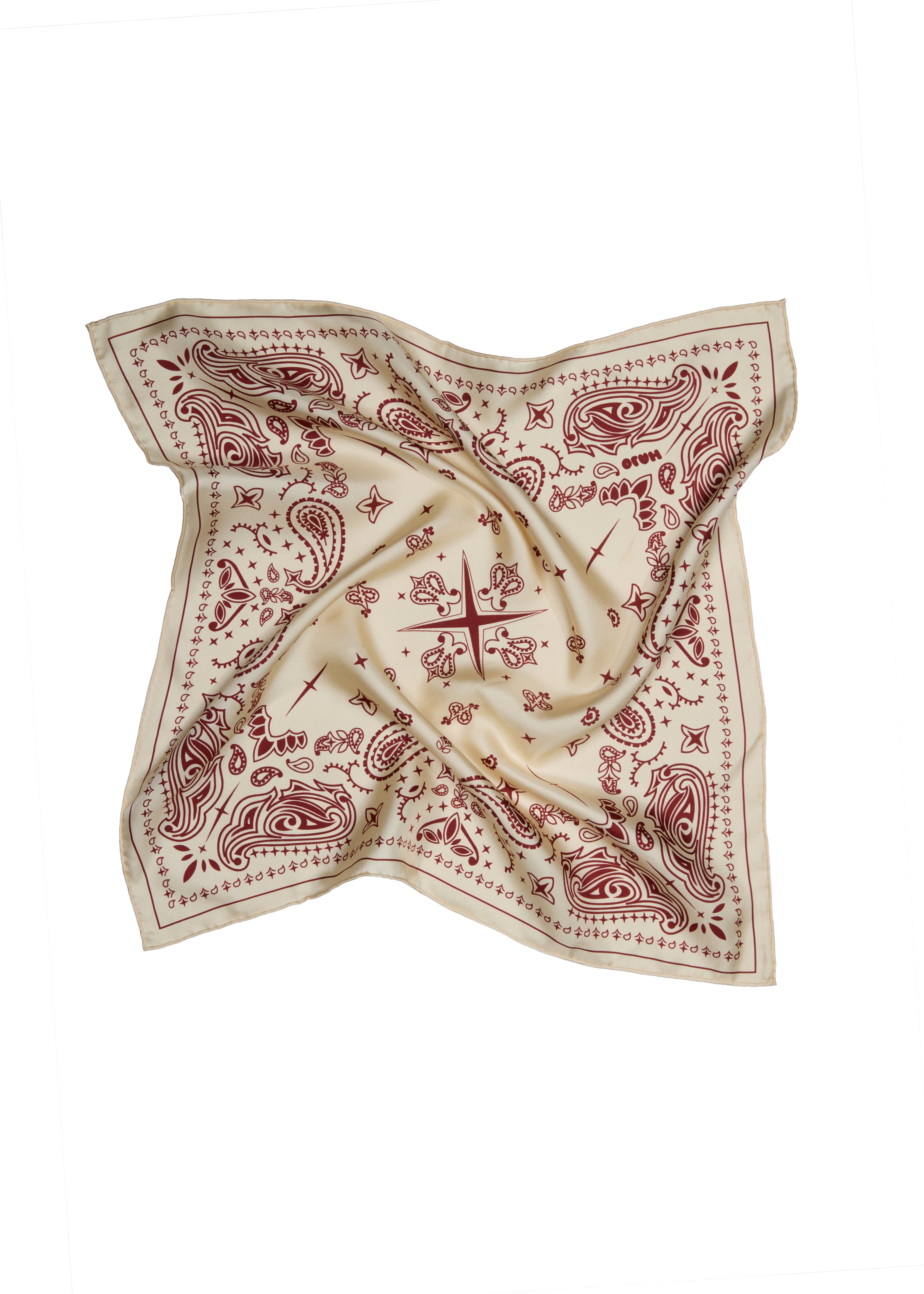 Paisley Silk Bandana Scarf - Vanilla Cream