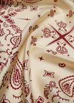 Paisley Silk Bandana Scarf - Vanilla Cream