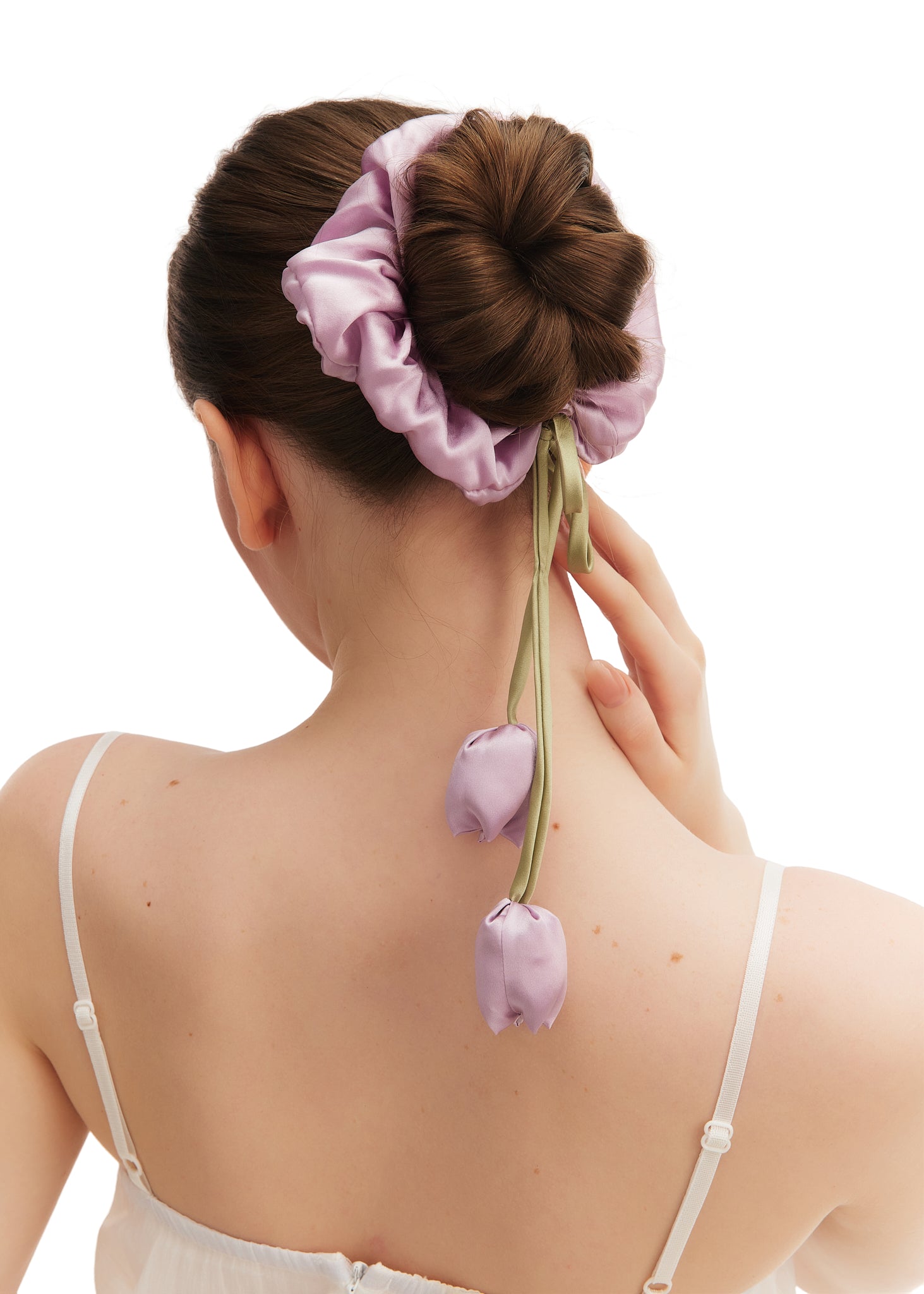 Tulip Silk Hair Tie Scrunchie - Lavender