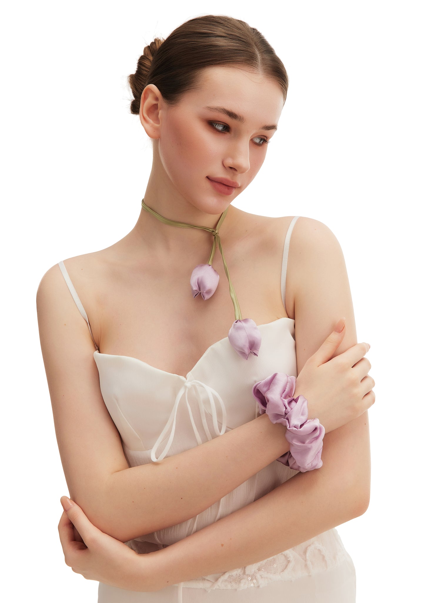 Tulip Silk Hair Tie Scrunchie - Lavender