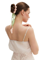 Calla Lily Silk Hair Tie Scrunchie - Pink and Green