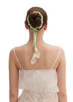 Calla Lily Silk Hair Tie Scrunchie - White and Green