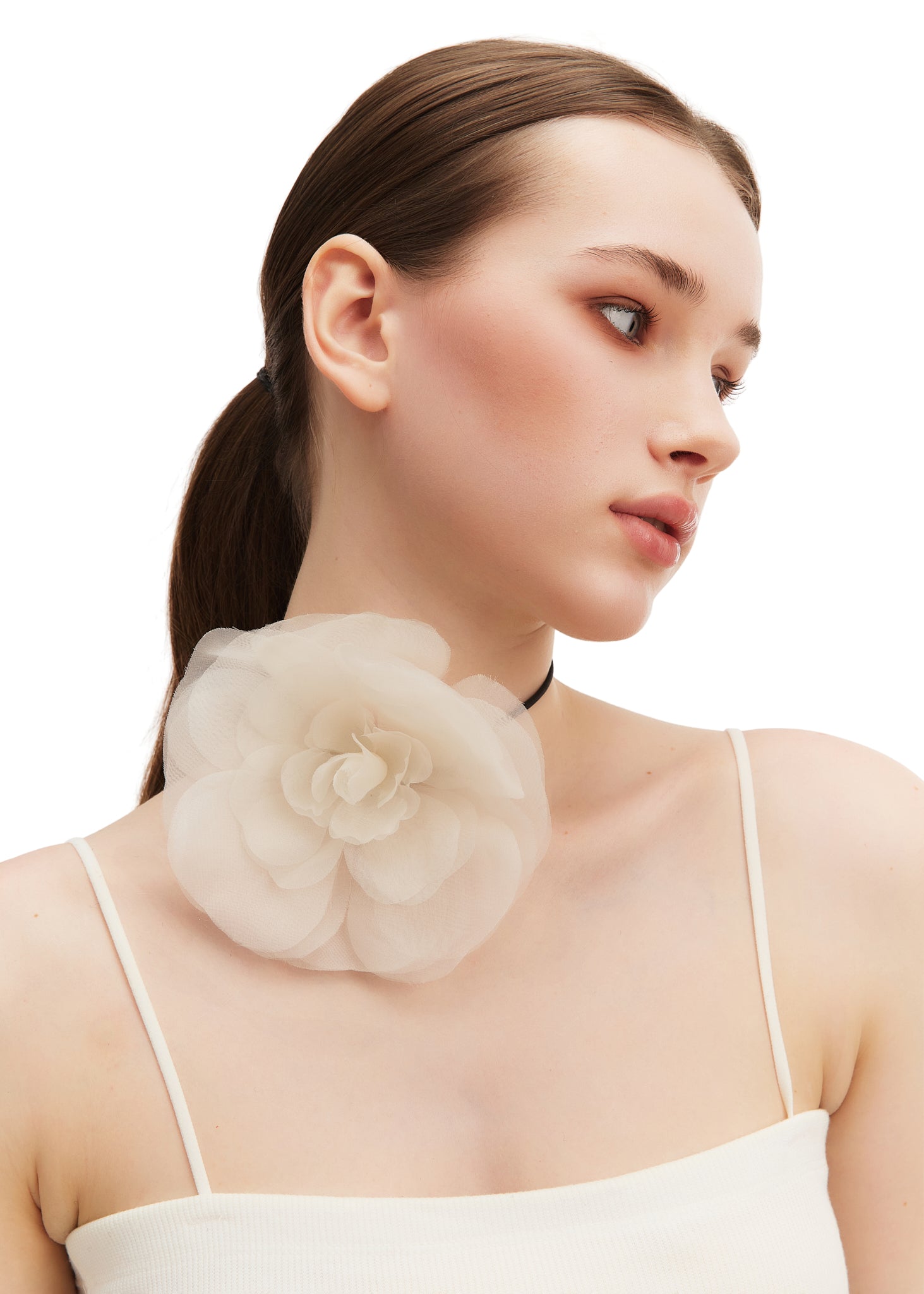 Olah Bloom Silk Flower Pin - Moon Rose