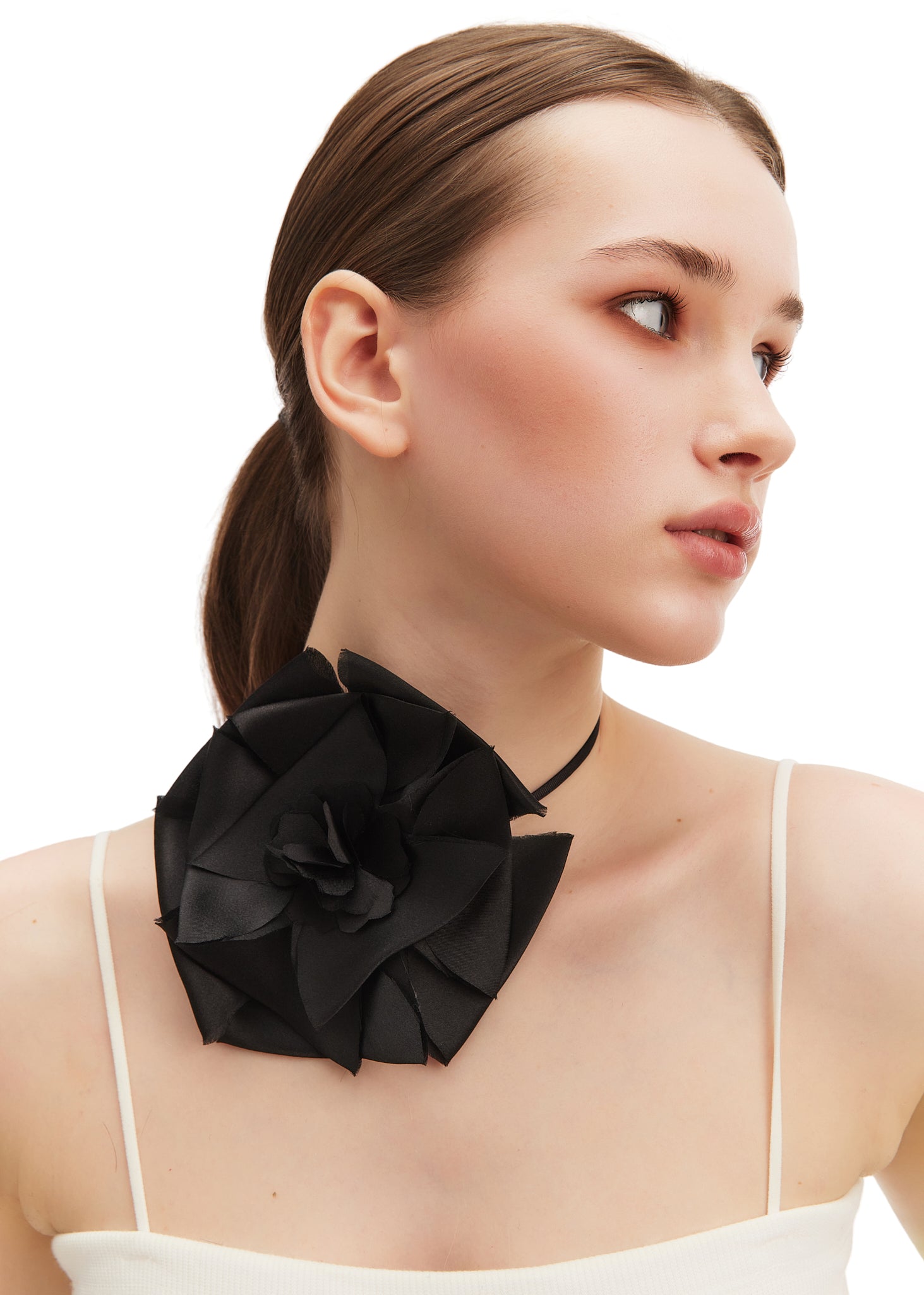 Olah Bloom Silk Flower Pin - Midnight Camellia